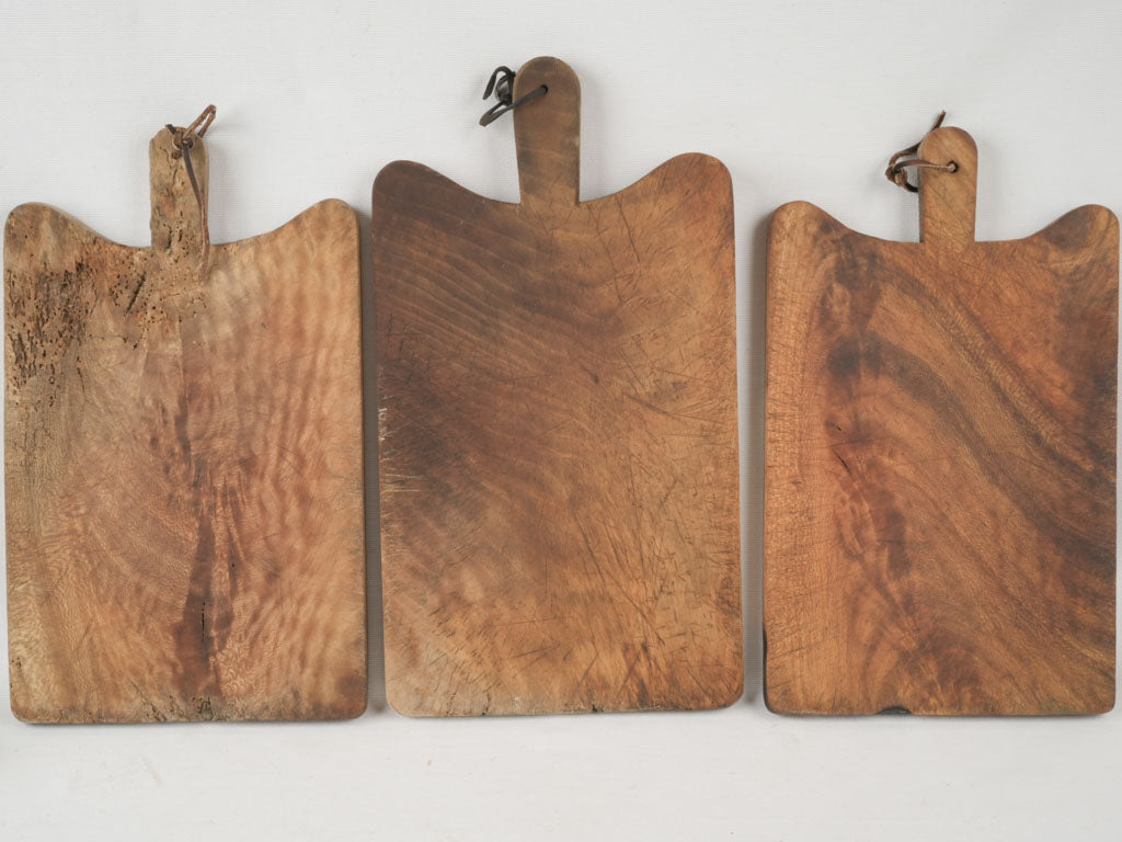 Distressed leather-handled kitchen cutting boards