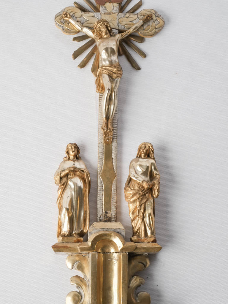 Late 18th-Century French Gilt and Silvered Wood Calvary Group - 19¼"