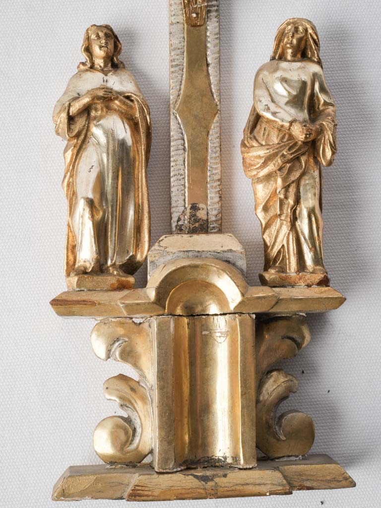 Late 18th-Century French Gilt and Silvered Wood Calvary Group - 19¼"