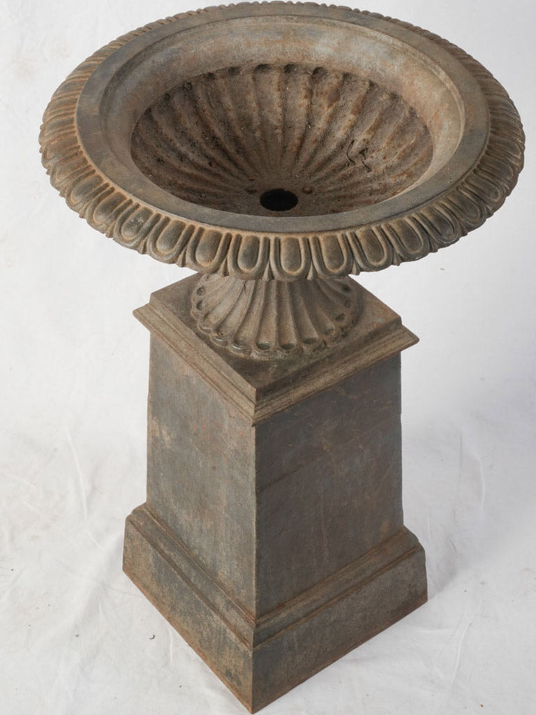 Charcoal grey iron garden urn