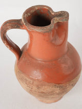 Antique French water pitcher w/ pinched beak - brown 9¾"