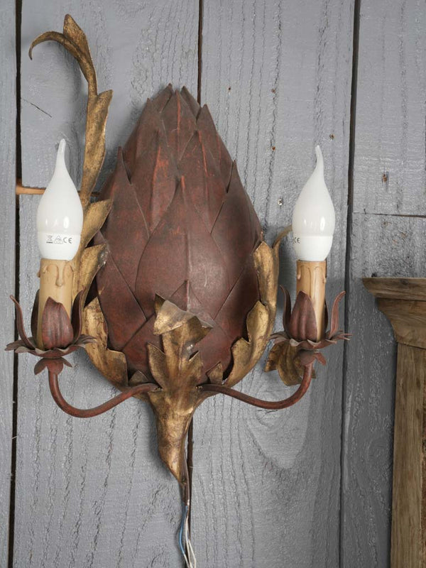 Vintage pair of two-light artichoke wall sconces