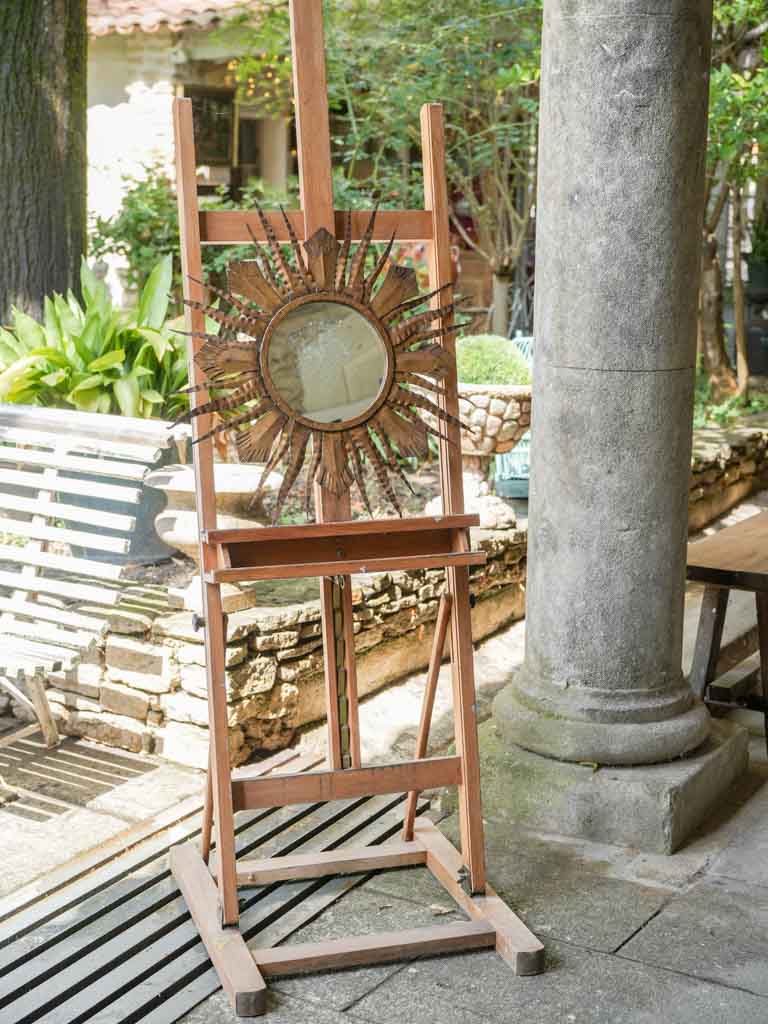 1960s French Gilt Metal Sunburst Wall Mirror - 23¾"