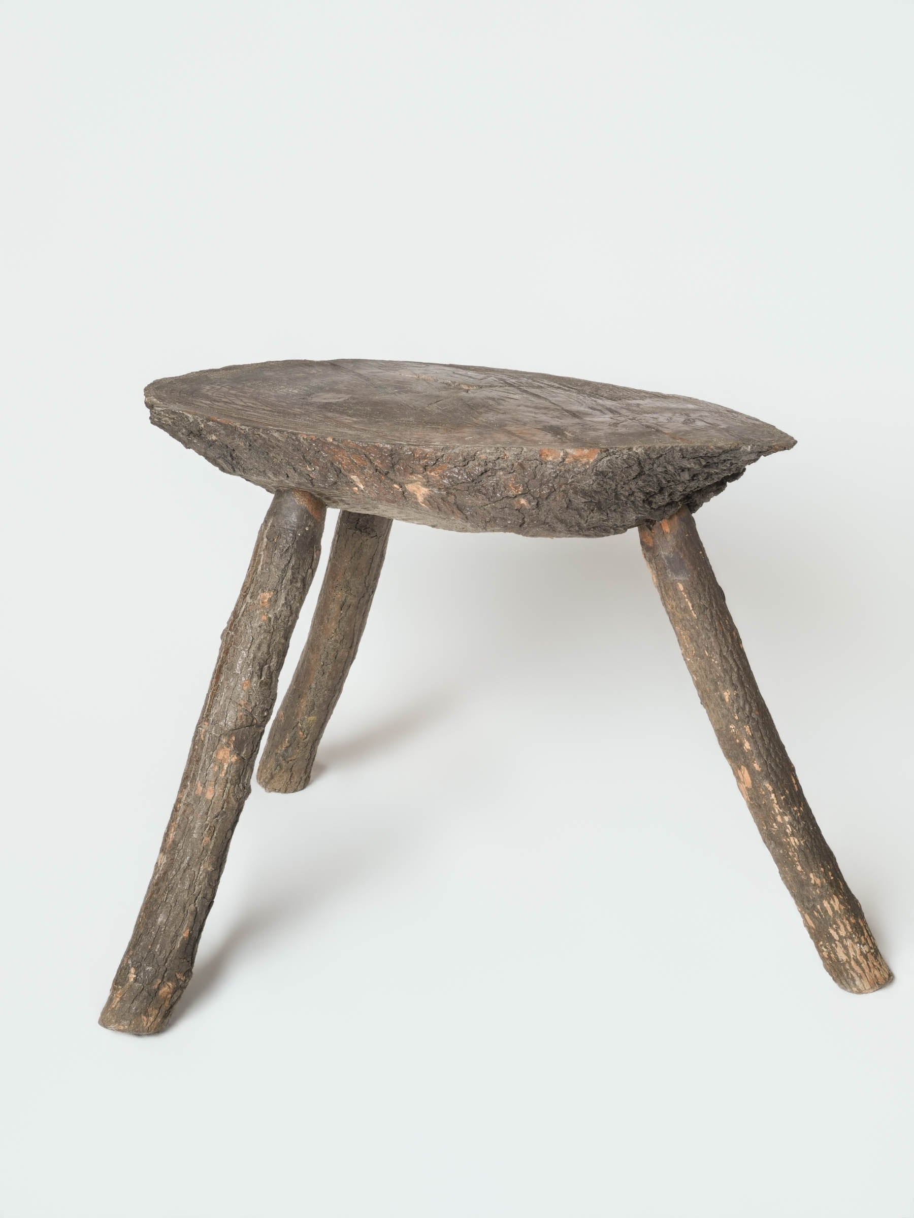 Set of Three Primitive French Wooden Stools, Early to Mid-20th Century