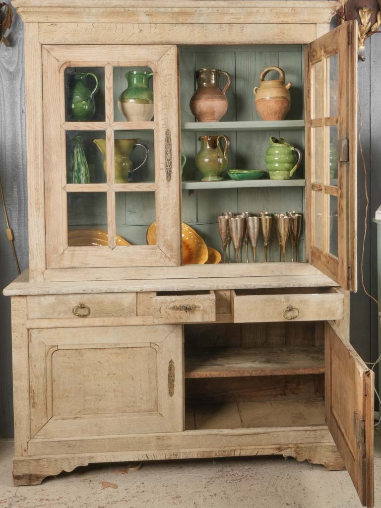 Antique beige patina display cabinet