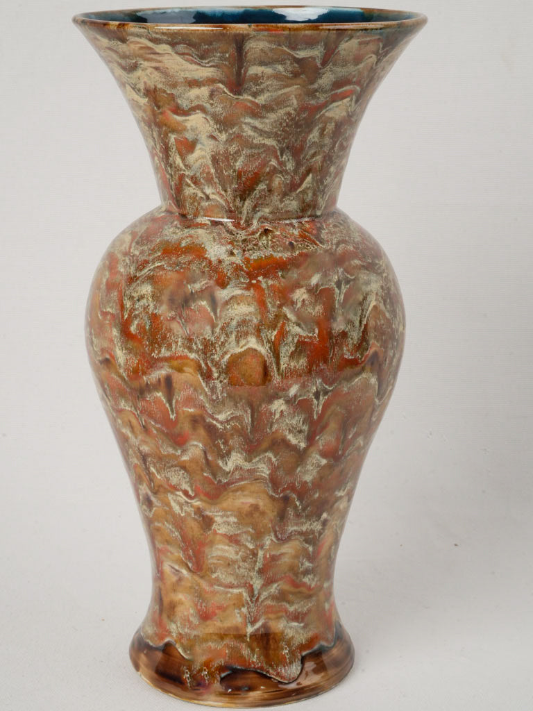 Hand-Painted French Ceramic Vase From The 1930s - 15"