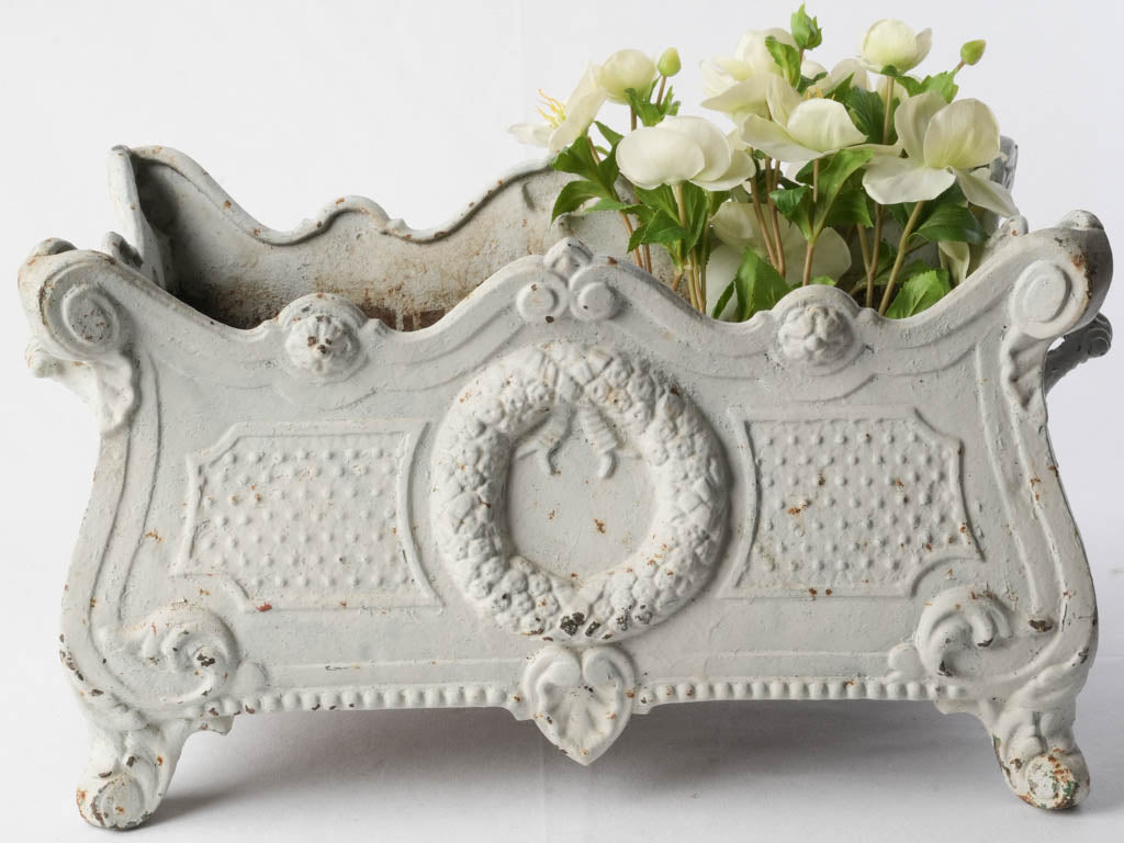 Pair of Cast Iron Jardinières in Soft White Paint c.1900 - 20¾"