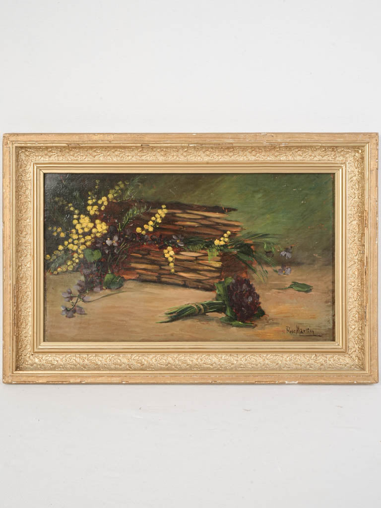 Belle Époque Floral Still Life of Mimosas by Rose Martin - 15¾" x 23¼"