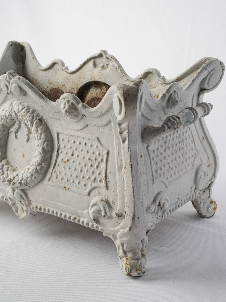 Pair of Cast Iron Jardinières in Soft White Paint c.1900 - 20¾"
