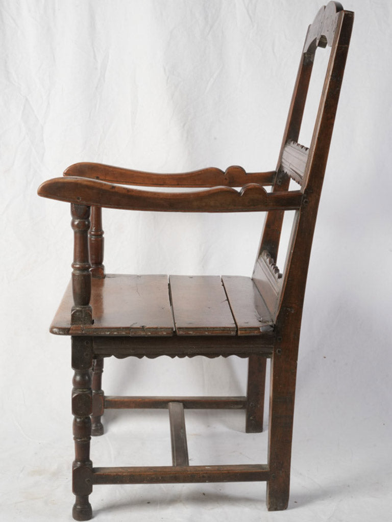 Nut-brown grain walnut armchair  