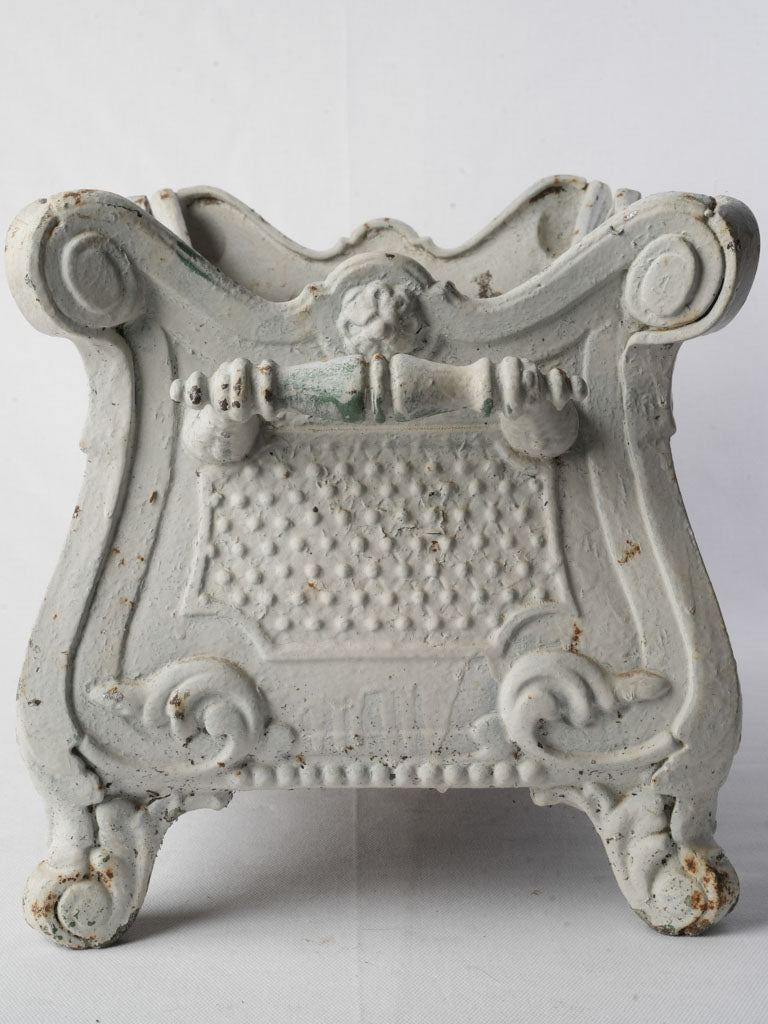 Pair of Cast Iron Jardinières in Soft White Paint c.1900 - 20¾"