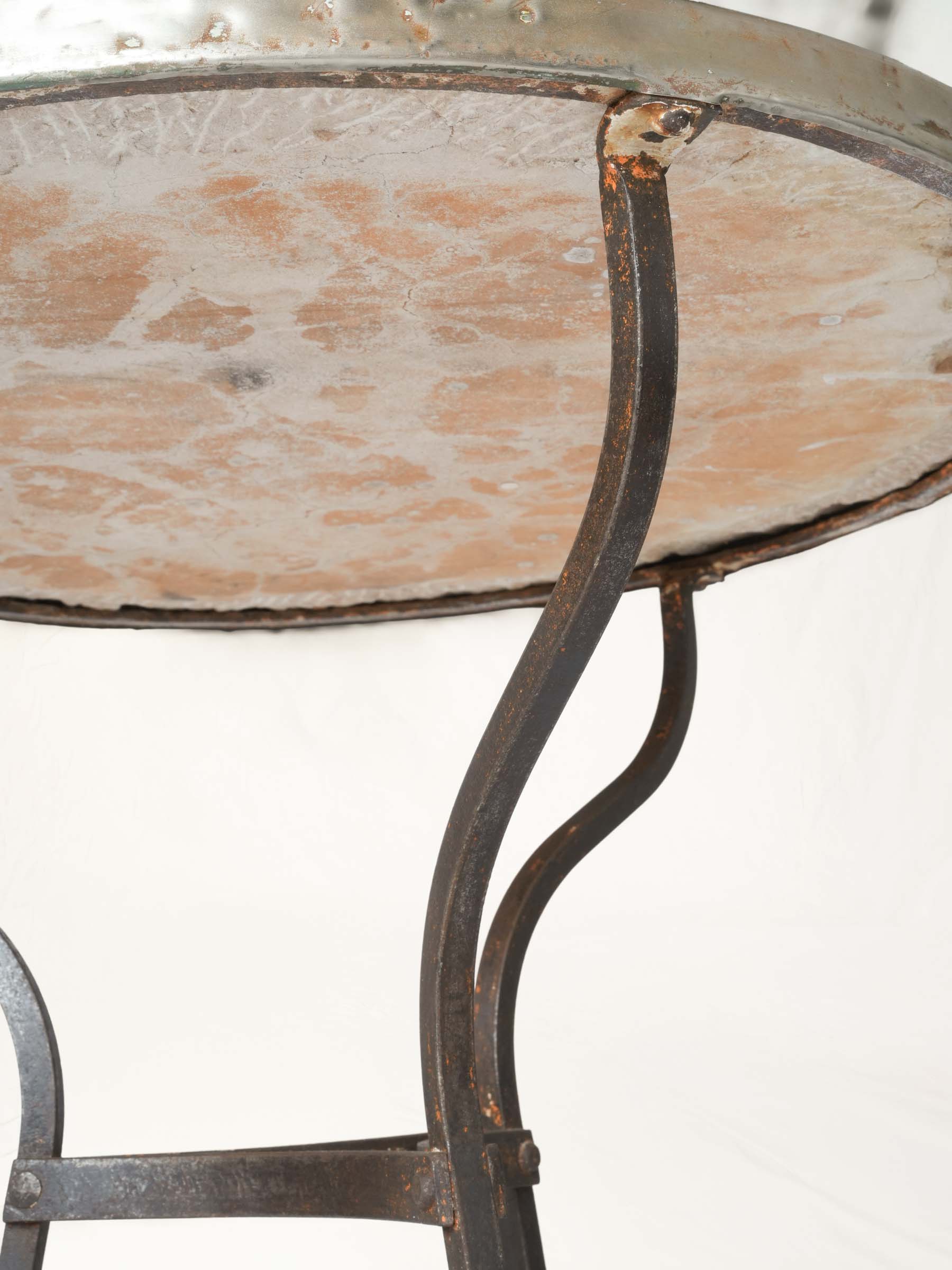 Early- to Mid-20th-Century French Bistro Side Table w/ Pink Marble Top - 28¾" x 21¼"