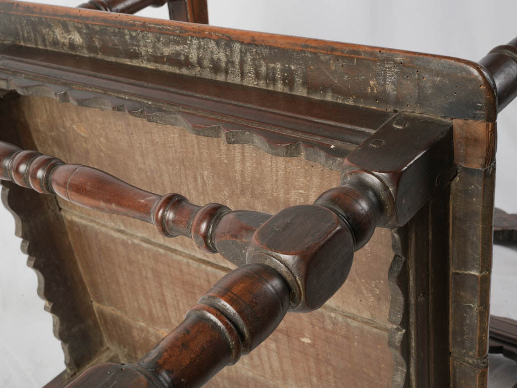 Decorative walnut armchair scalloped back