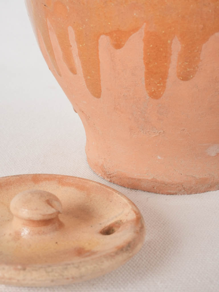 Vintage French lidded water pitcher w/ yellow glaze 11½"