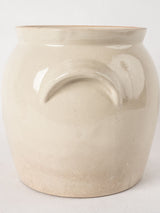 RESERVED CS Antique French stoneware crock pot - off white 9½"