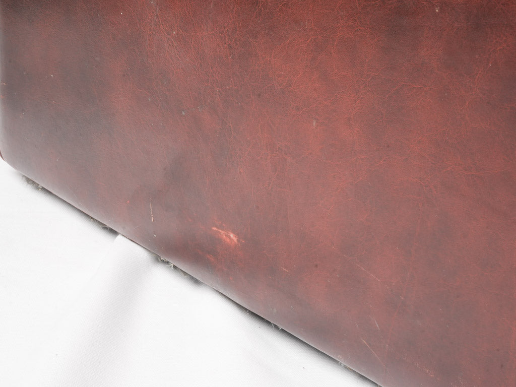 1970s Handcrafted Chesterfield Two-Seater in Patinated Burgundy Leather - 8¾"