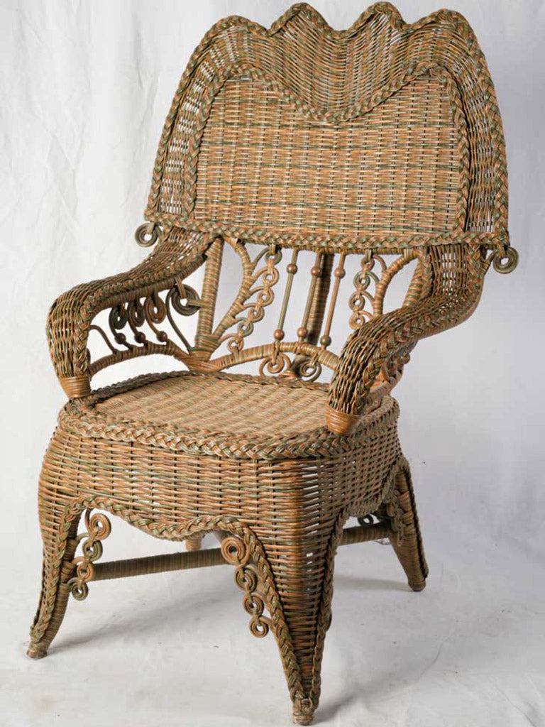 Ornate Belle Epoque Wicker Armchair - 44"