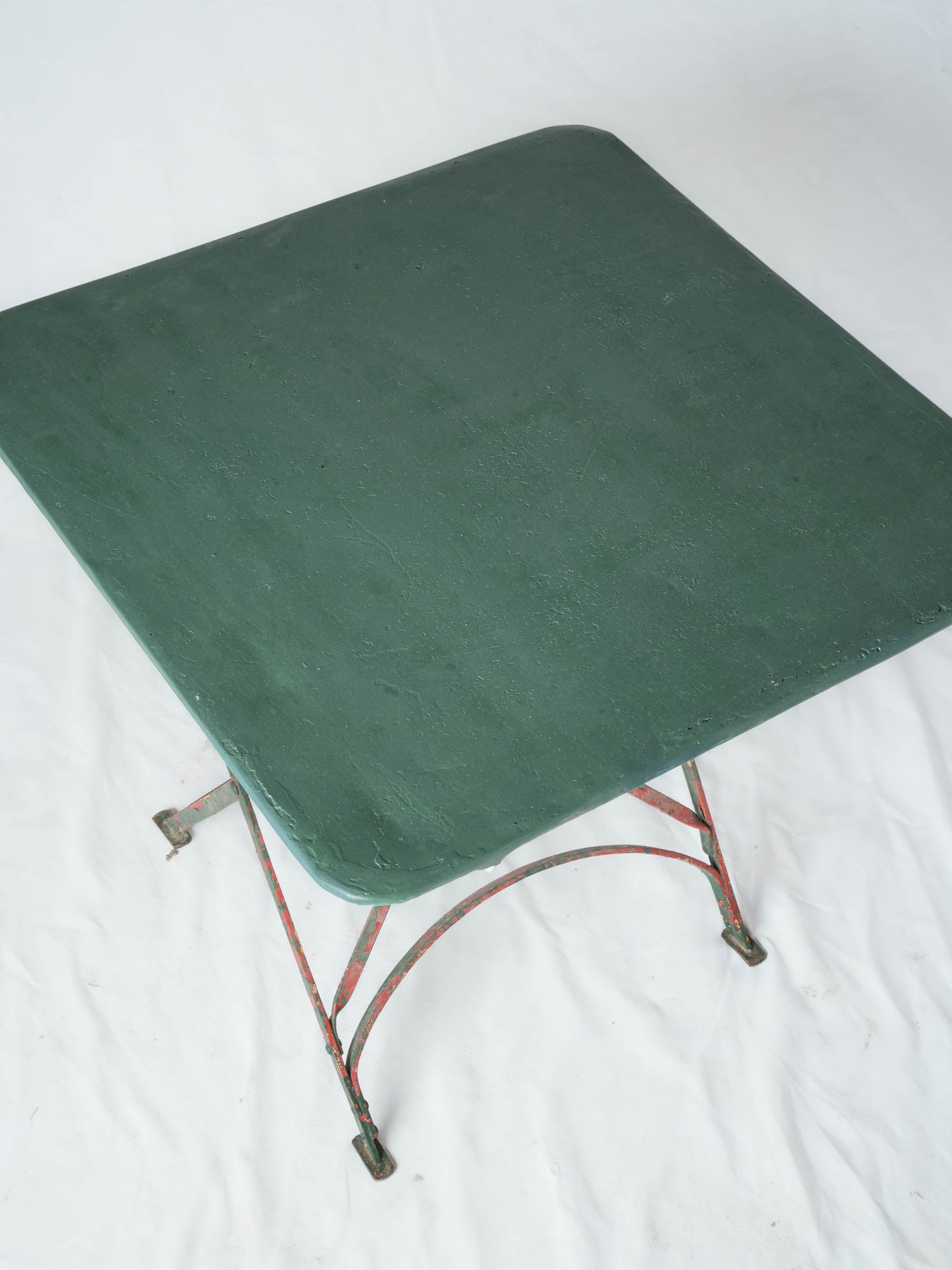 Mid-20th-Century French Folding Garden Table w/ Green Finish- 27¼" x 27½"