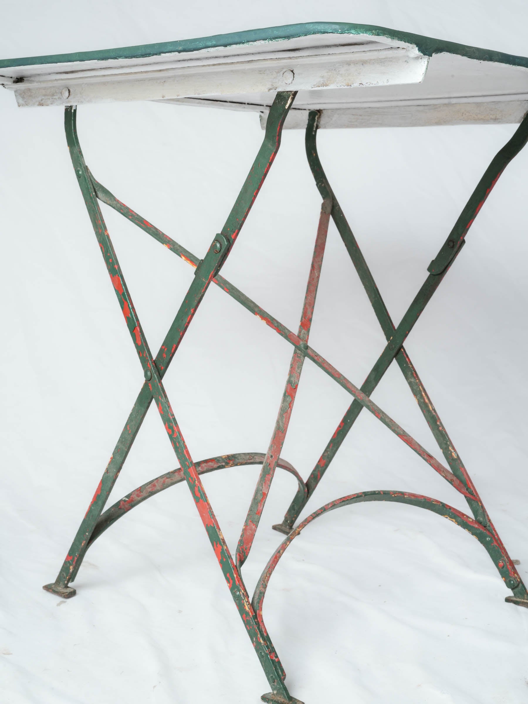 Mid-20th-Century French Folding Garden Table w/ Green Finish- 27¼" x 27½"
