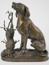Vintage patina bronze hare sculpture