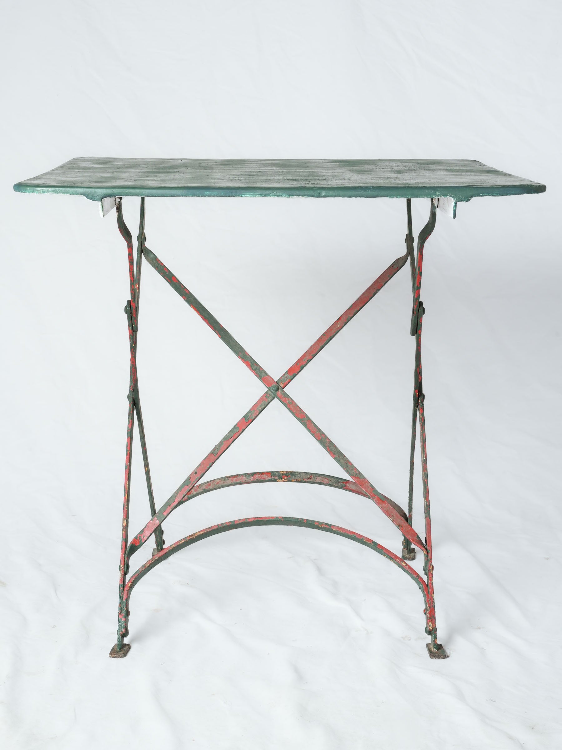 Mid-20th-Century French Folding Garden Table w/ Green Finish- 27¼" x 27½"
