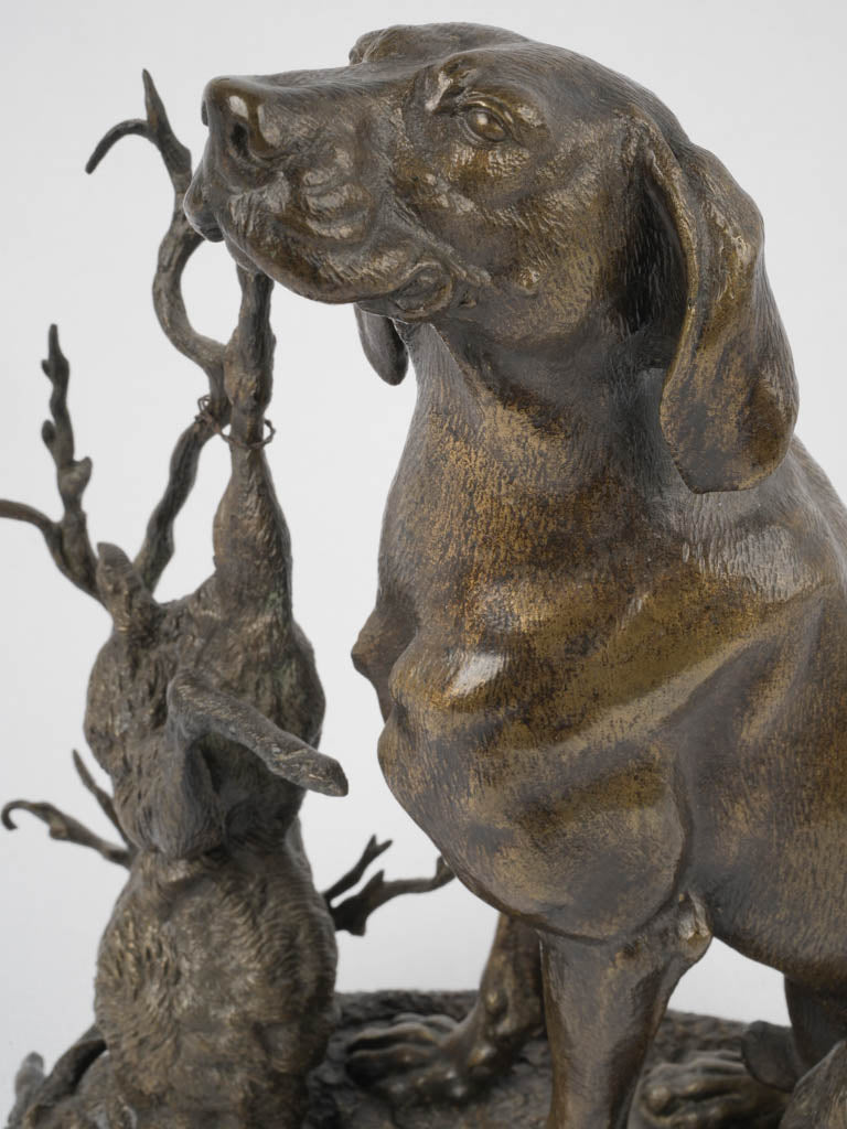 Proud canine bronze statue, France