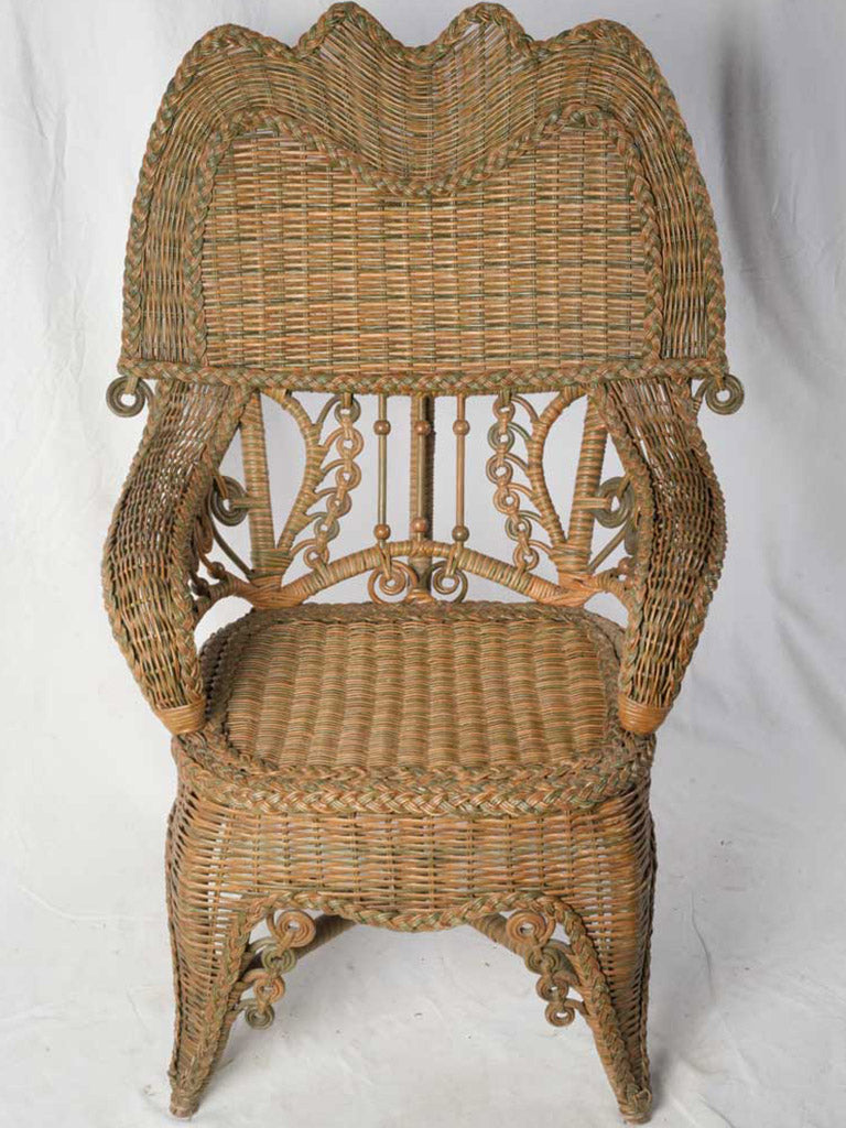 Sculptural French wicker armchair
