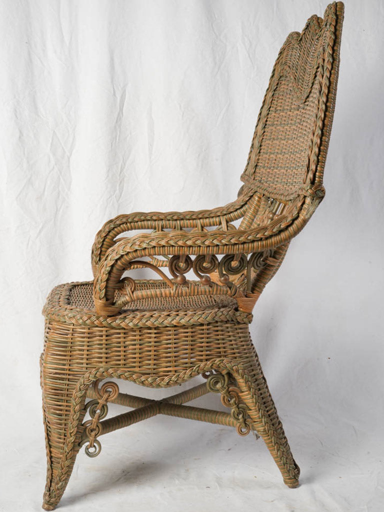 Intricate handwoven wicker chair