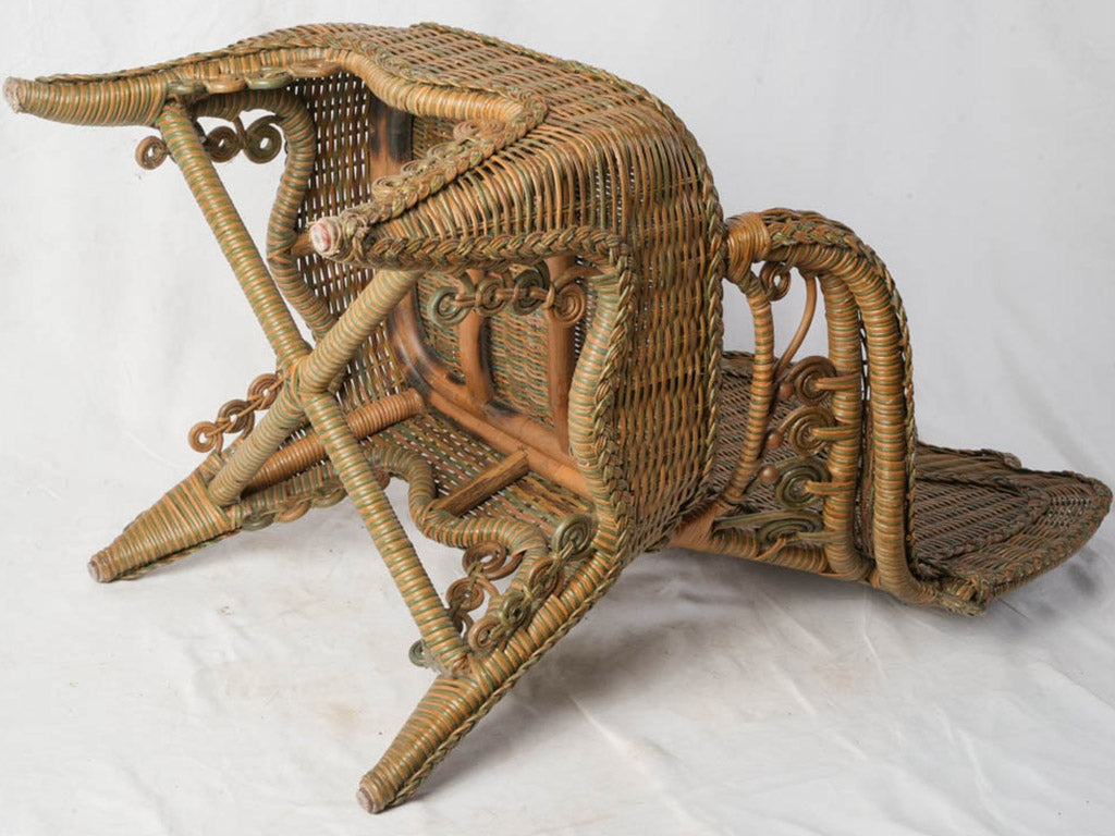 High-back intricate wicker chair