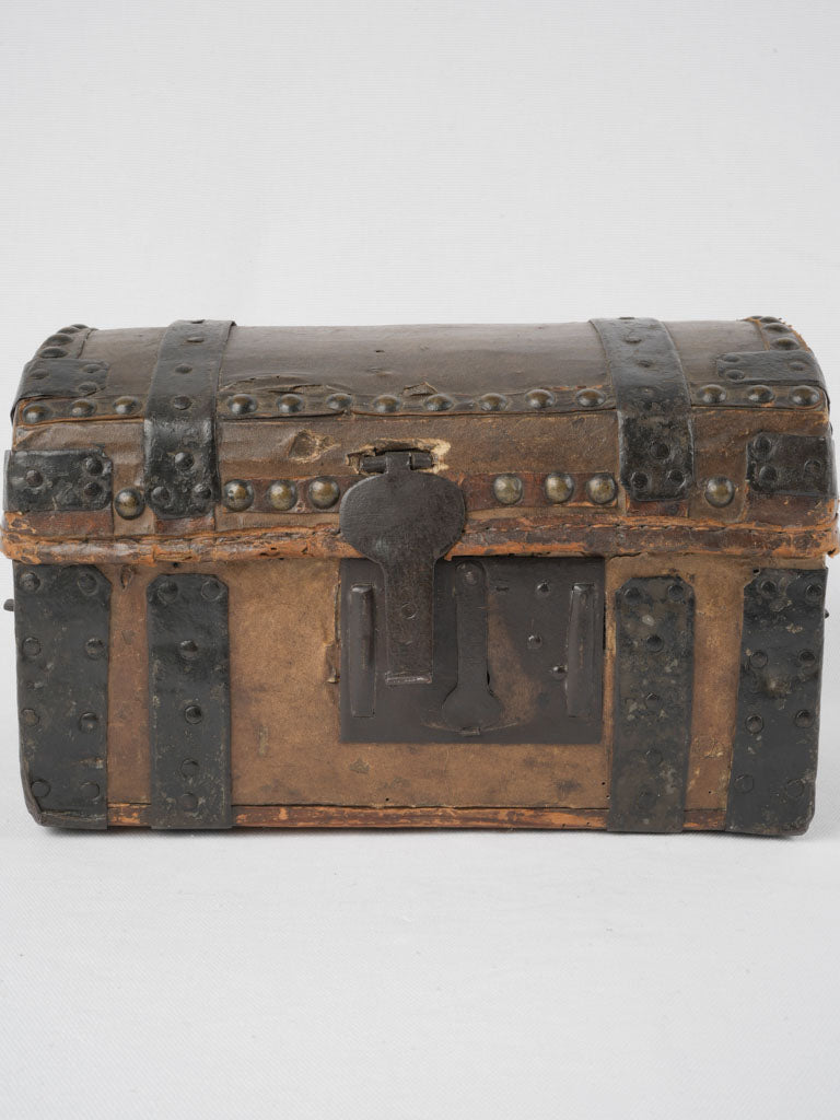 Vintage iron-strapped historical storage chest