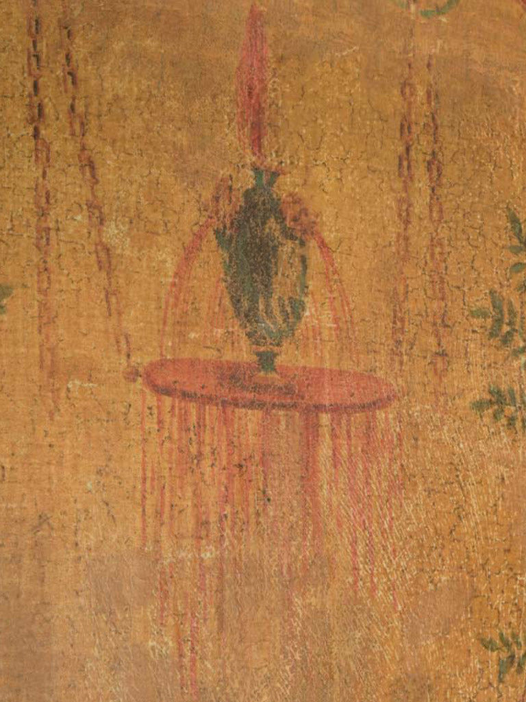 Antique French Three-Panel Painted Canvas Folding Screen - 69" x 69¾"