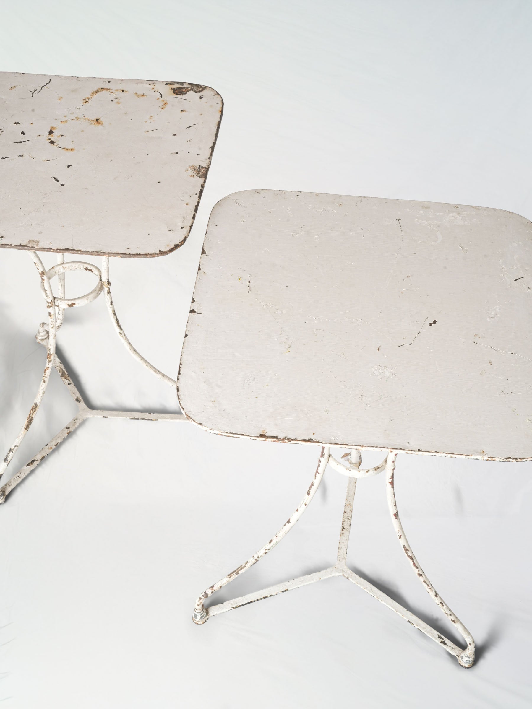 Pair of Mid-20th-Century French White-Painted Iron Garden Tables - 27½" x 21¼"
