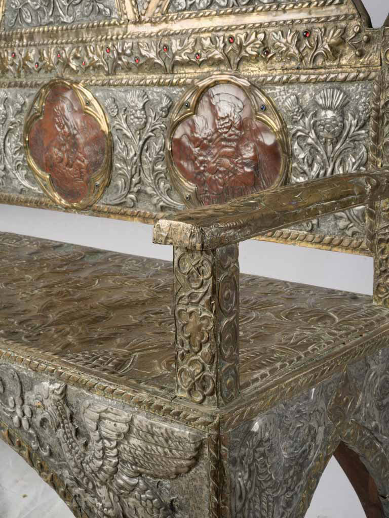 Decorative colored glass cabochon bench  