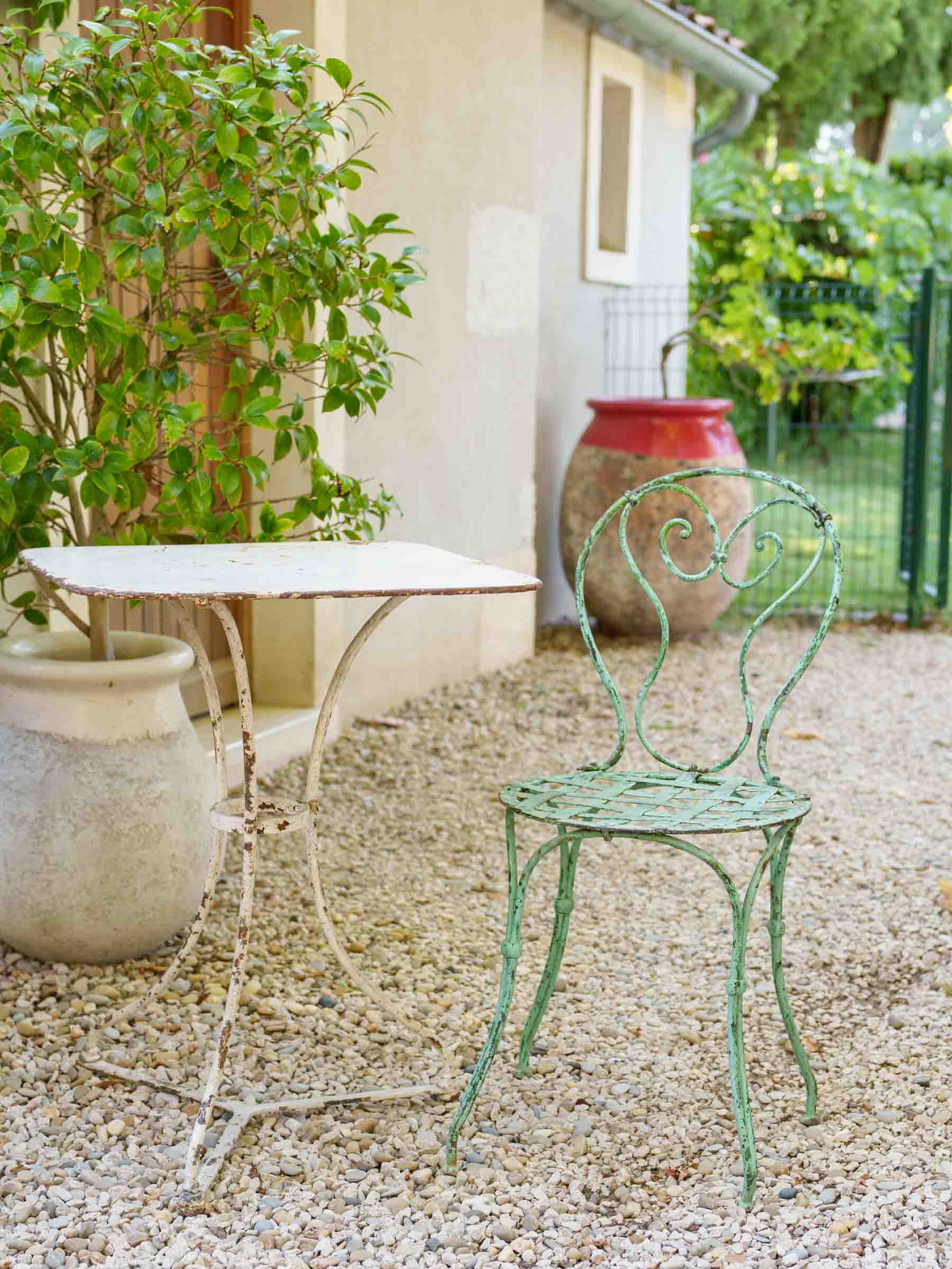 Pair of Mid-20th-Century French White-Painted Iron Garden Tables - 27½" x 21¼"