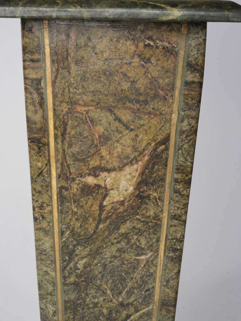 Handsome Pair of French Art Deco Alpine Green Marble Pedestals - 41"