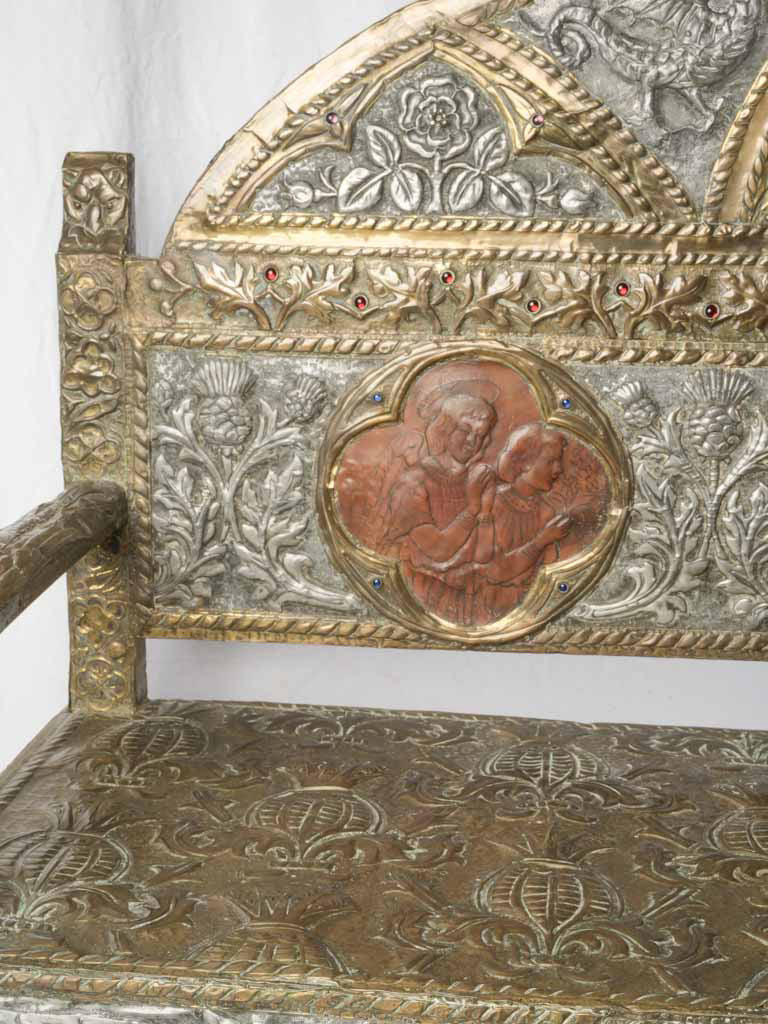 Richly adorned wooden structure bench  
