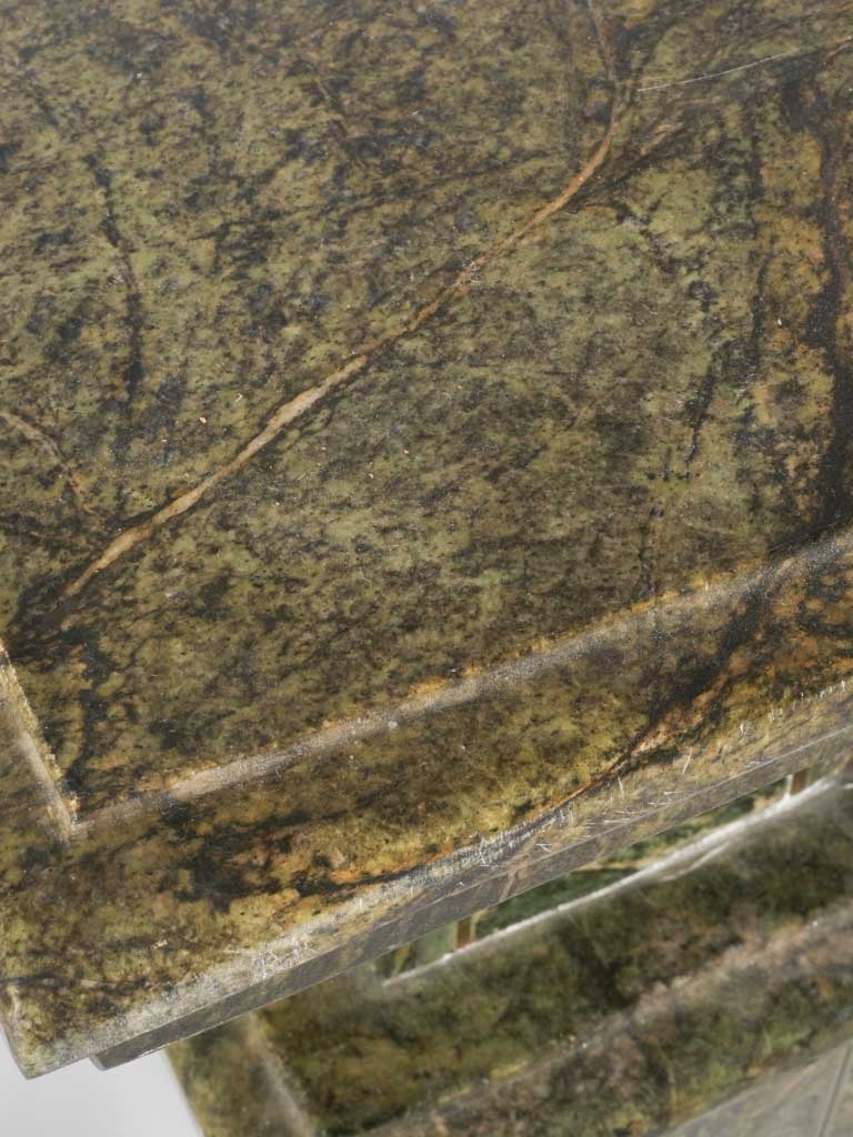 Handsome Pair of French Art Deco Alpine Green Marble Pedestals - 41"