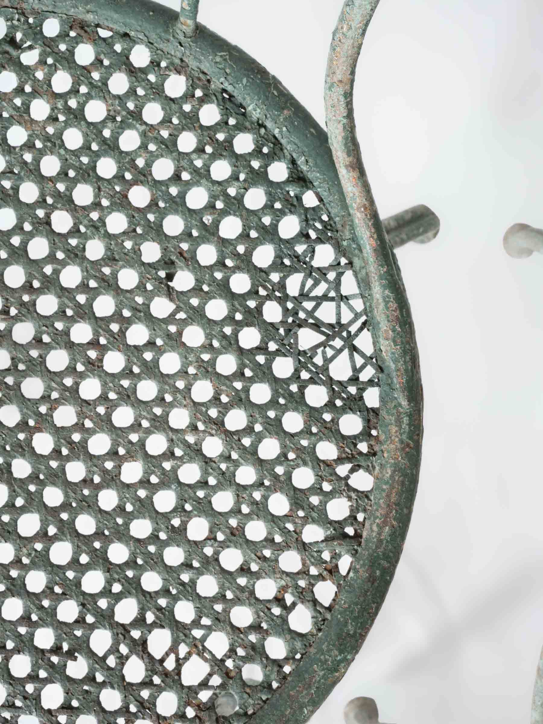 Pair of Mid-20th-Century French Green-Painted Decorative Garden Chairs - 33"