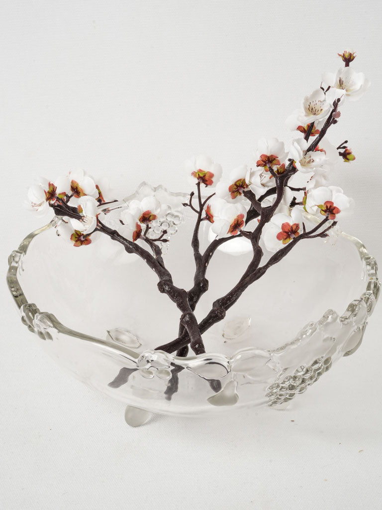 Elegant grape motif glass fruit bowl