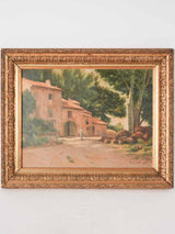 Antique French oil on canvas of a Provencal home - Mas 1905 - 19" x 23¼"