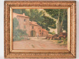 Antique French oil on canvas of a Provencal home - Mas 1905 - 19" x 23¼"
