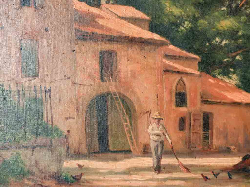 Antique French oil on canvas of a Provencal home - Mas 1905 - 19" x 23¼"