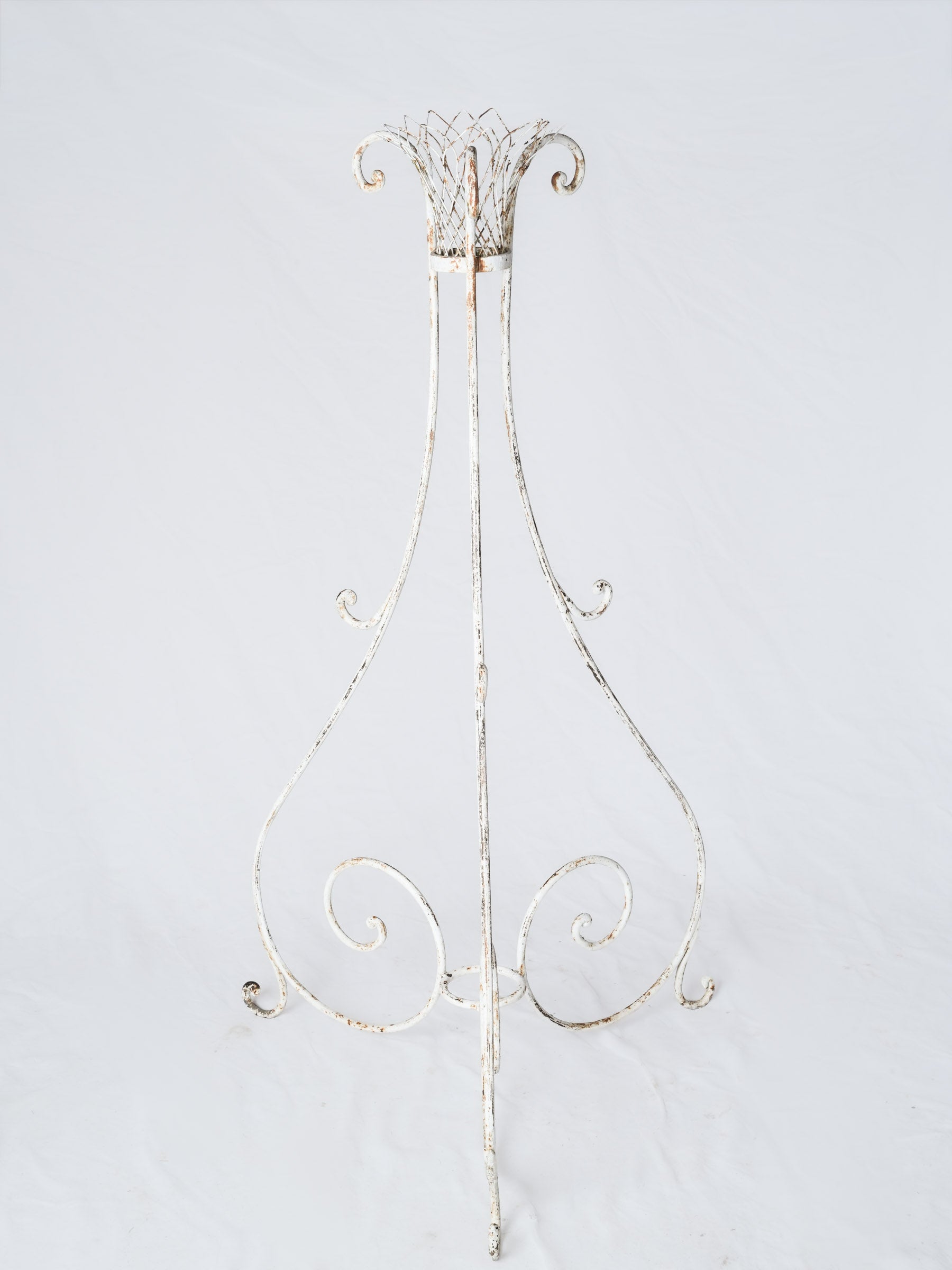 Early- to Mid-20th-Century French White-Painted Wrought-Iron Plant Stand - 52¾"x 28¾"
