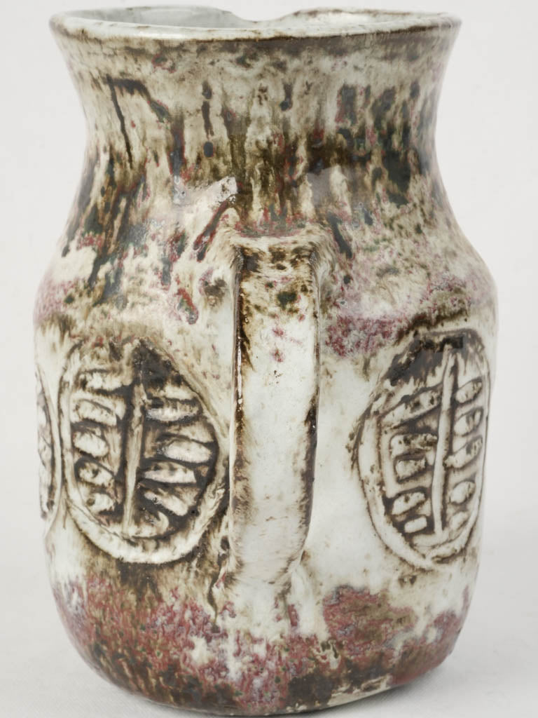 Incised botanical design vintage pitcher  