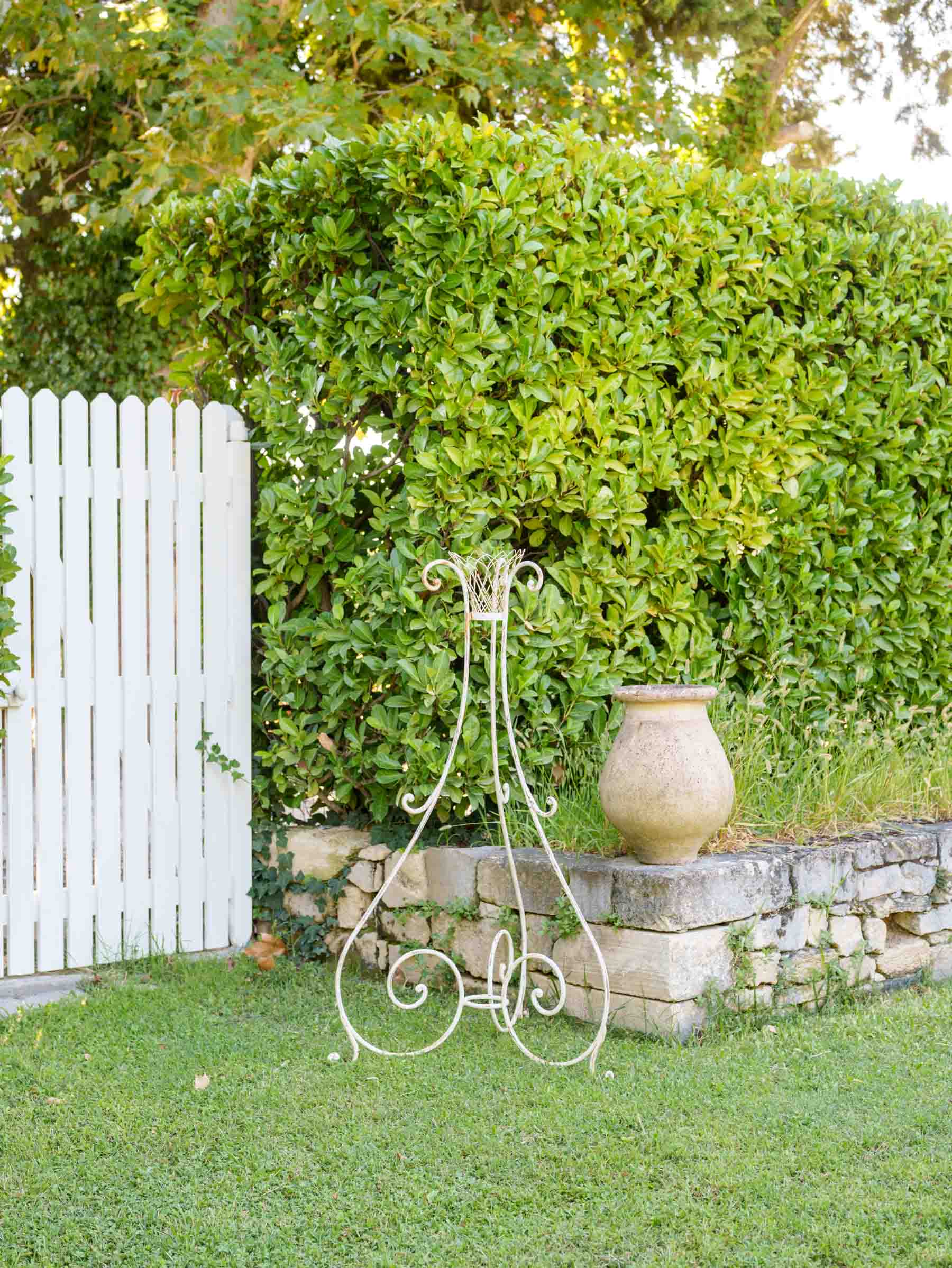 Early- to Mid-20th-Century French White-Painted Wrought-Iron Plant Stand - 52¾"x 28¾"