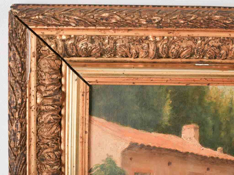 Antique French oil on canvas of a Provencal home - Mas 1905 - 19" x 23¼"