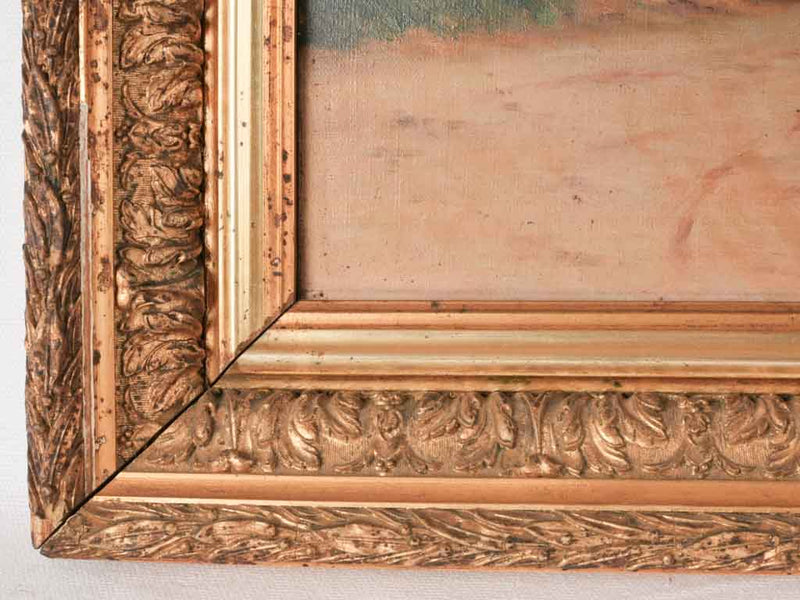 Antique French oil on canvas of a Provencal home - Mas 1905 - 19" x 23¼"