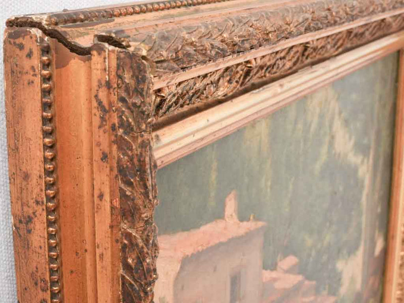 Antique French oil on canvas of a Provencal home - Mas 1905 - 19" x 23¼"