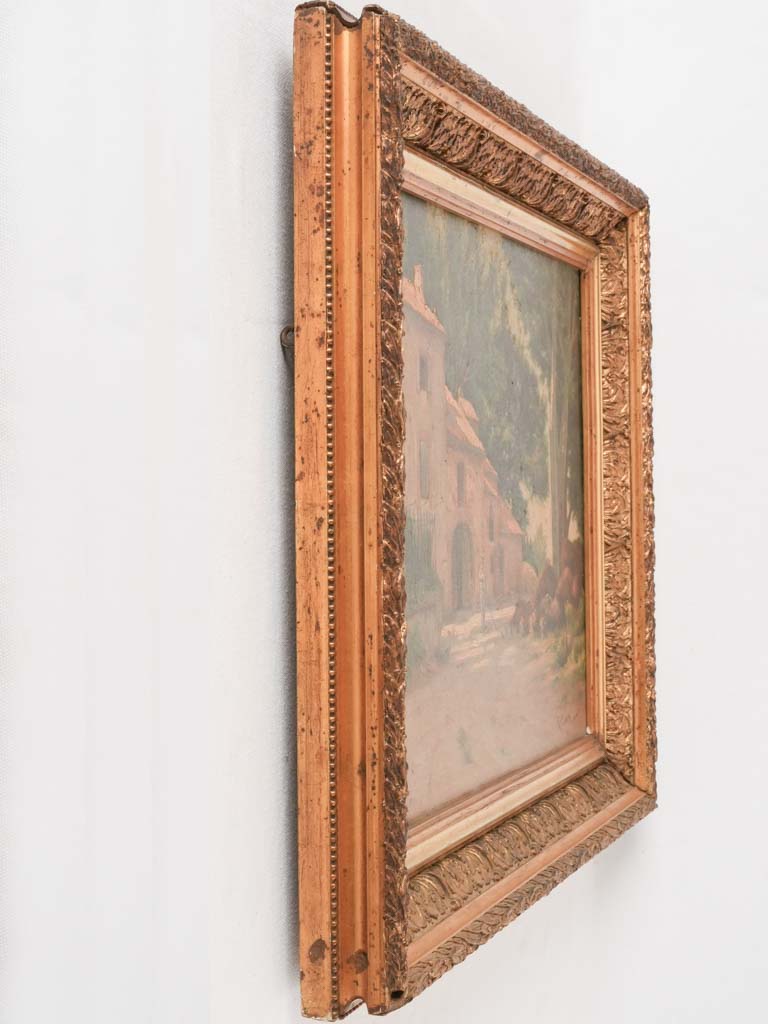Antique French oil on canvas of a Provencal home - Mas 1905 - 19" x 23¼"