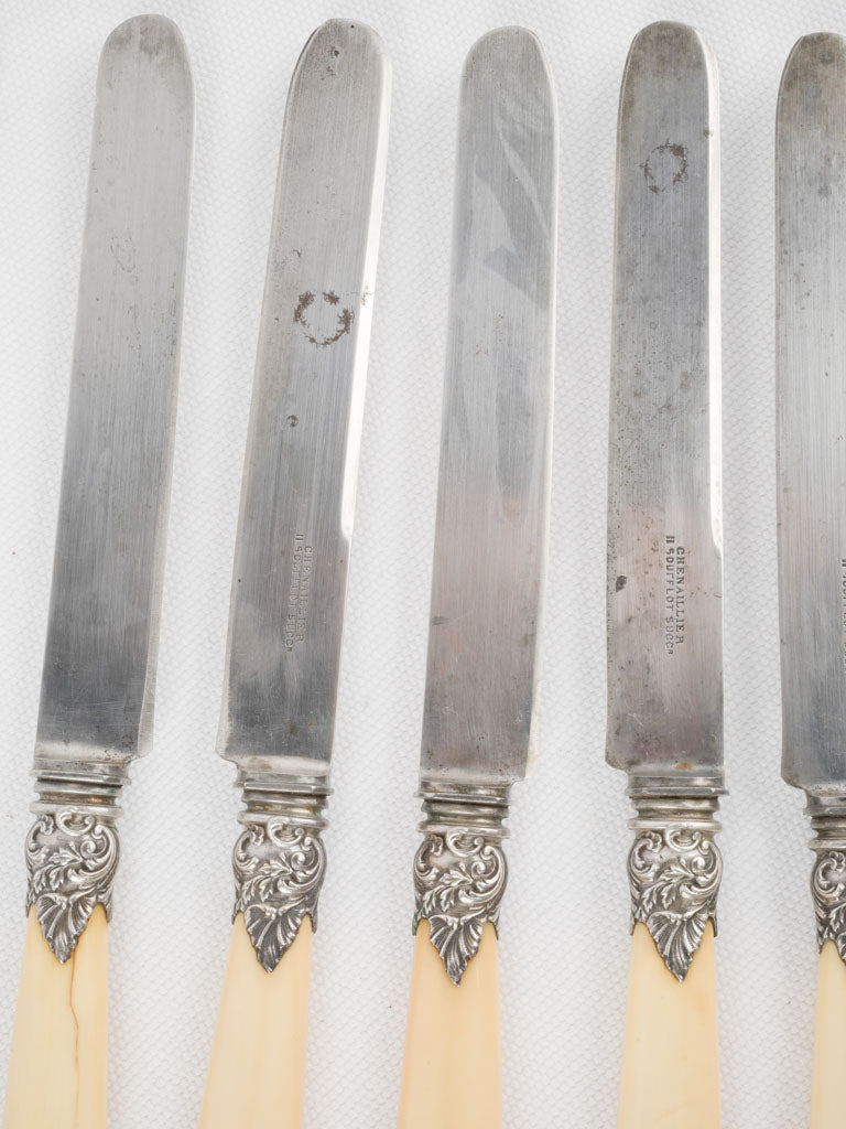 19th-century ivory-toned dessert knives